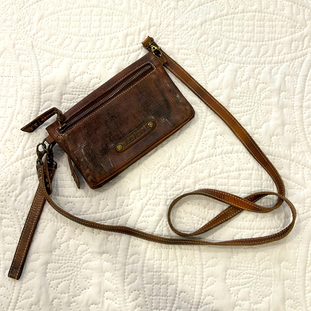 Bed Stu Brown Leather Wallet with Crossbody Strap